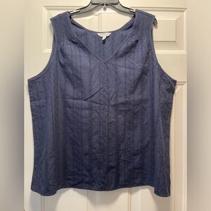 Time and True Tank Top Blouse NWT Women’s Size XXXL (22) Navy Blue 100% Cotton